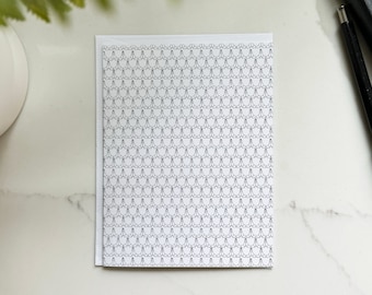 Emoji pattern thank you card • recycled premium matte stock, A2 folded greeting card, blank interior white envelope, simple black white