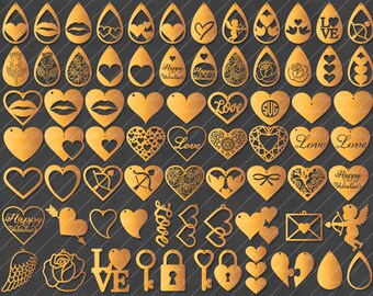 Heart Earrings Svg Etsy