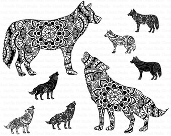 Wolf Mandala Svg Etsy