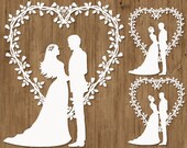 Download Wedding Heart Bride And Groom Svg Files For Silhouette Cameo And Cricut Wedding Couple Cake Topper Wedding Clipart Png Included By Doodle Cloud Studio Catch My Party