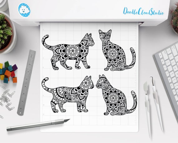 Cat Svg Cat Mandala Svg Files For Silhouette Cameo And Etsy