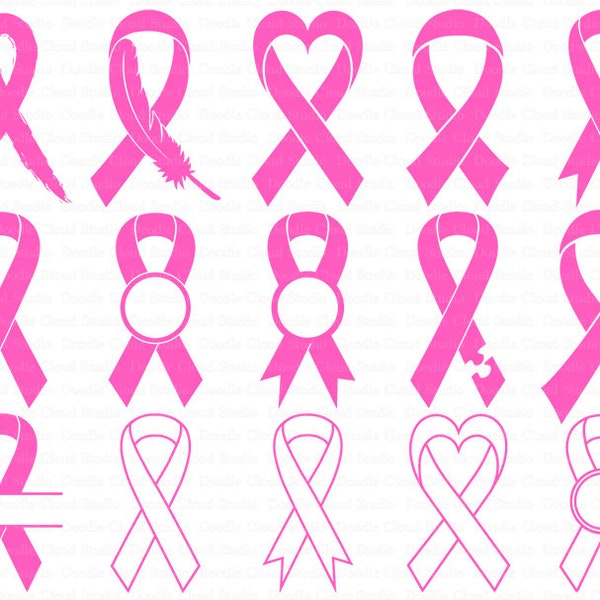 Awareness Ribbon SVG, Ribbon Cancer SVG Files for Silhouette Cameo and Cricut. Breast Cancer svg, Awareness Ribbon Feather. Clipart PNG .