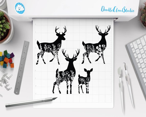 Download Floral Deer Svg Floral Dad And Baby Deer Svg Files For Silhouette Cameo Cricut Floral Animal Wildflower Stag Svg Flower Deer Clipart By Doodle Cloud Studio Catch My Party