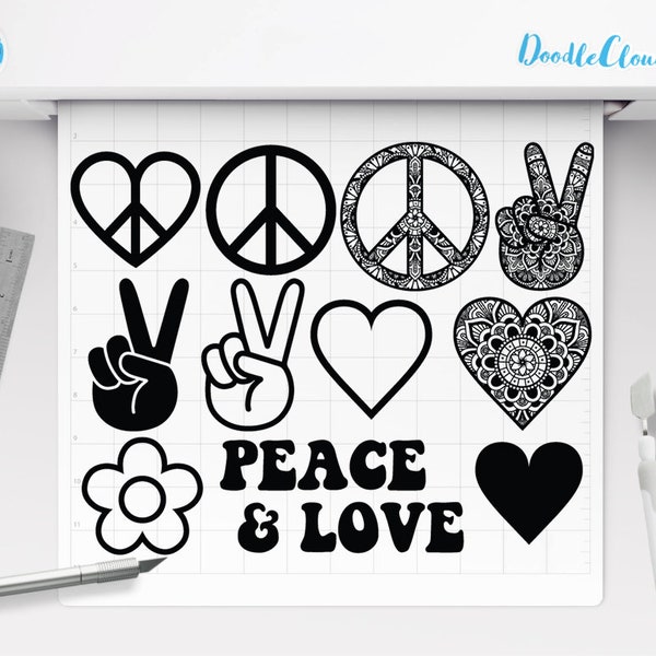 Peace Love Bundle SVG, Peace Symbol Svg, Peace Sign Mandala,Heart Mandala, Peace Love SVG Files for Silhouette & Cricut. Peace Love Design.