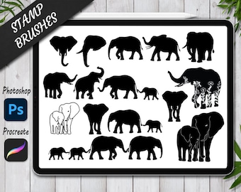 Elephant Stamps Brushes for Procreate and Photoshop. Procreate Stamps and Brush. Photoshop Stamps and Brush. Elephant family, IPad Procreate