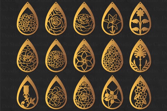 Download Floral Earrings Svg Teardrop Earrings Pendant Svg Earring Template Cut Files For Silhouette Cameo And Cricut Clipart Png Included By Doodle Cloud Studio Catch My Party