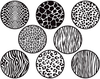 Circle Animal Patterns SVG, Animal Skin SVG, Seamless Animal Hides SVG, Plotterdatei Für Silhouette Cameo und Cricut. Animal Print, Leopard, Tiger.