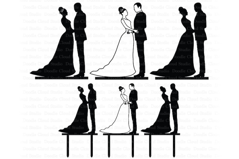 Download Wedding Cake Topper Bride & Groom SVG Files for Silhouette ...