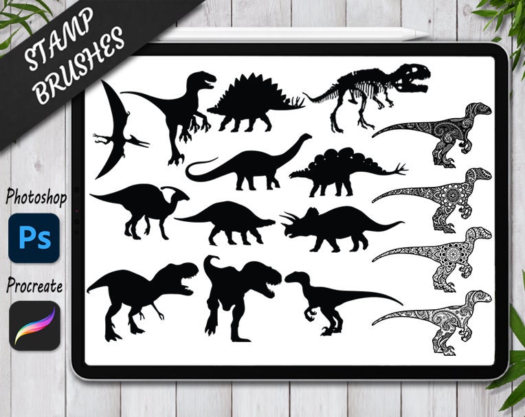 Dinosaur Stamps Brushes for Procreate and Photoshop. Procreate Stamp ...