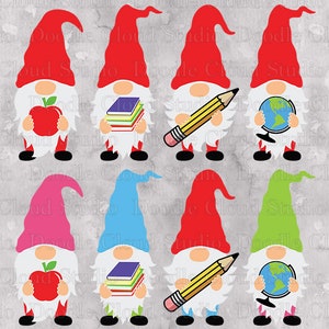 School Gnome SVG Files for Silhouette Cameo and Cricut. Student Gnomes Svg, Teacher Svg, Back to School Gnomes Svg, School Gnomes  Clipart.