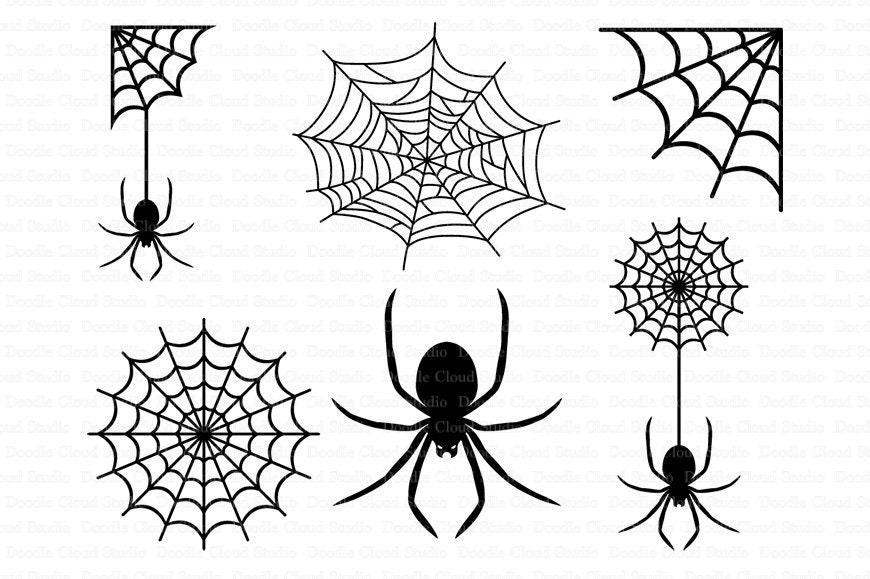 Spiders and Spider Web SVG Files for Silhouette Cameo and Cricut. Clipart  PNG Transparent Included. 