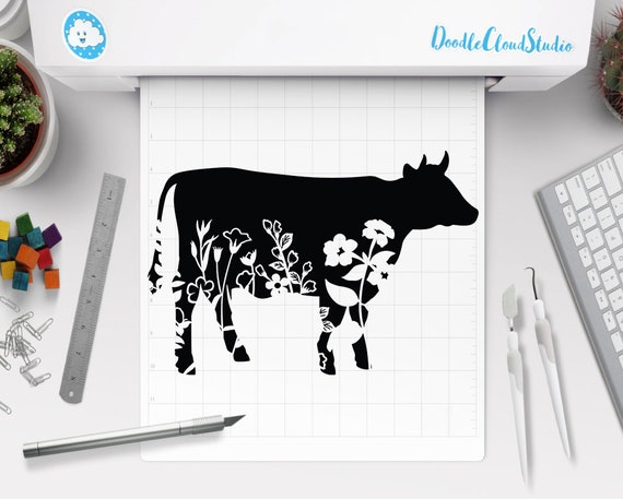 Download Floral Cow Svg Flower Cow Svg Files For Silhouette Cameo And Cricut Floral Animal Cow Paper Cut File Svg Wildflower Cow Clipart By Doodle Cloud Studio Catch My Party