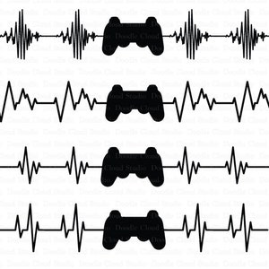 Heartbeat spelbesturing SVG-bestanden, Heart Beat lijn SVG-bestanden voor de Silhouette Cameo en Cricut. Cardio lijn SVG bestanden clipart PNG opgenomen