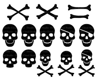 Skull and Cross Bones SVG files for Silhouette Cameo and Cricut. Pirate Skull svg Files, Pirate Flag Skulls svg Files. clipart PNG included