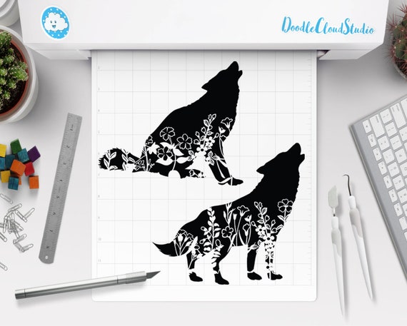 Download Floral Wolf Svg Flower Wolf Svg Files For Silhouette Cameo Etsy