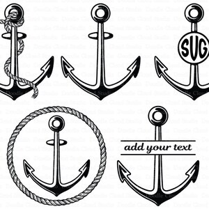 Anchor SVG, Rope Anchor, Anchor Monogram, Anchor SVG files for Silhouette Cameo and Cricut. Nautical svg, Anchor Clipart PNG included.