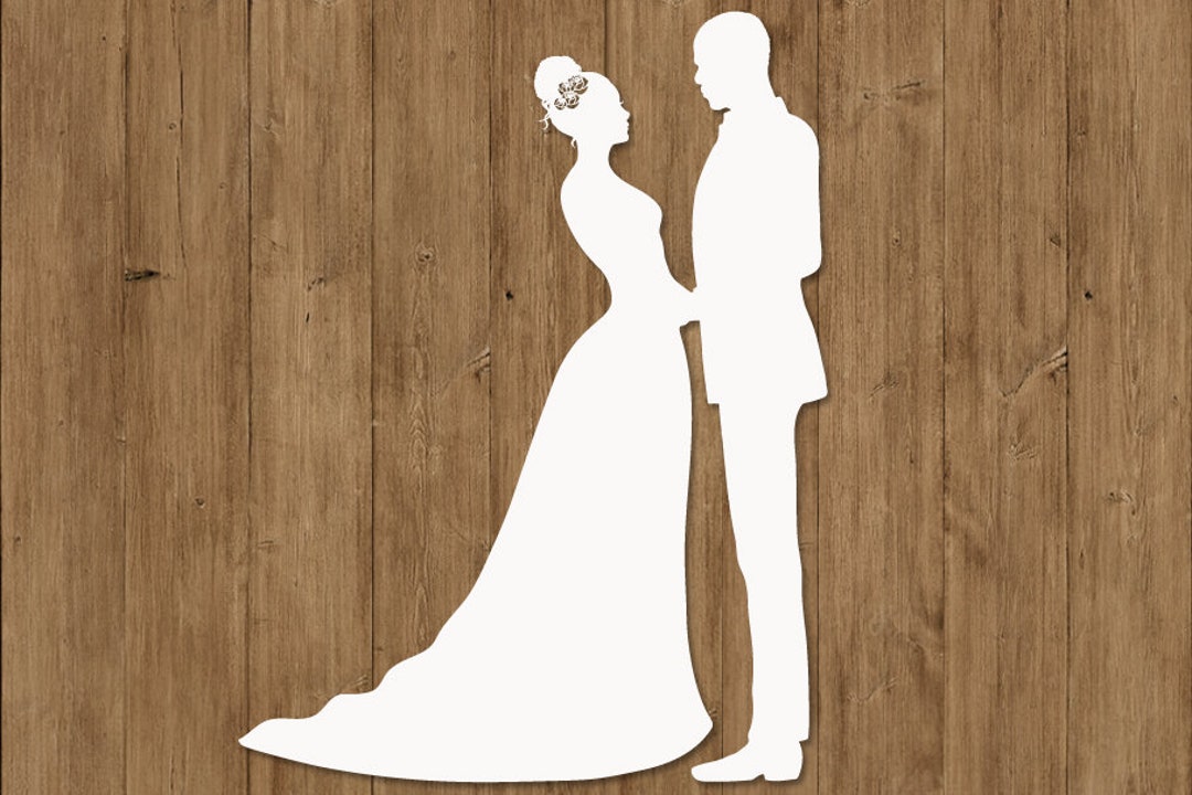 Bride and Groom SVG, Black Couple SVG Files for Silhouette Cameo
