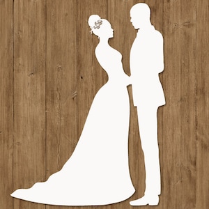 Noiva e noivo SVG, arquivos SVG de casal negro para Silhouette Cameo e Cricut. Casal de noivos. Casal, Casamento Clipart PNG incluído.