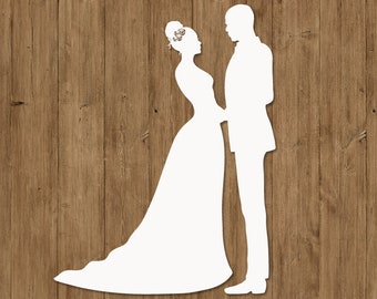 Bride and Groom SVG, Black Couple SVG Files for Silhouette Cameo