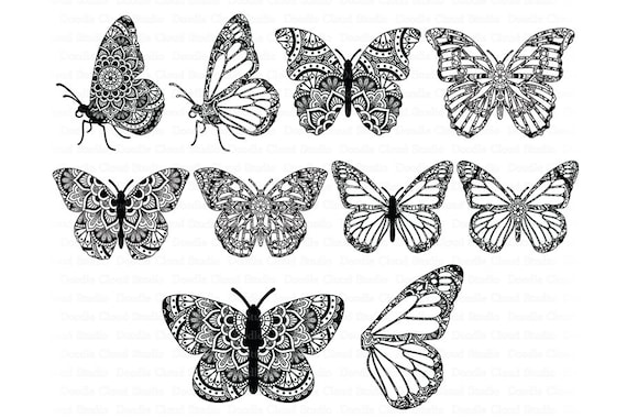 Download Mandala Butterfly Svg Zentangle Mandala Butterfly Svg Files For Silhouette Cameo And Cricut Mandala Butterfly Clipart Png Included By Doodle Cloud Studio Catch My Party SVG, PNG, EPS, DXF File