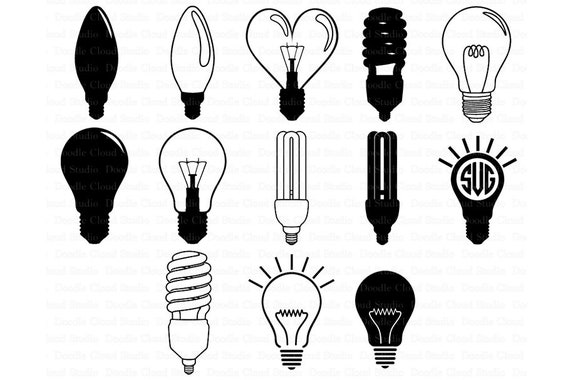 Lightbulb Svg, Light Bulb Monogram SVG files for Silhouette Cameo and  Cricut. Incandescent lamp, Light Bulbs Clipart PNG included.