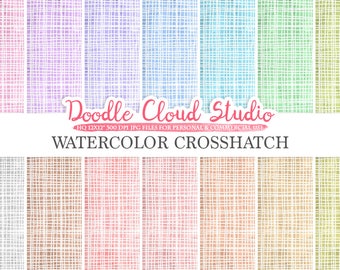 Watercolor Crosshatch Digital Paper, Pastel Patterns (Instant Download)