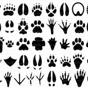 31 Animal Paw SVG, Paw Prints SVG Files pour Silhouette Cameo et Cricut. Animal pistes svg. Patte Clipart PNG inclus.