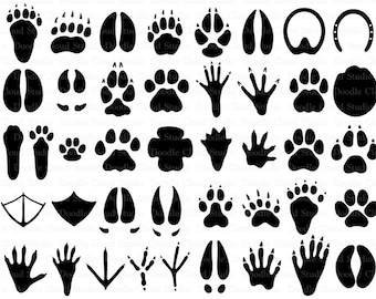 31 Animal Paw SVG, Paw Prints SVG Files for Silhouette Cameo and Cricut. Animal Tracks svg. Paw Clipart PNG included.