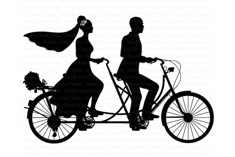 Wedding Tandem Bike Bride and Groom SVG Files for Silhouette Etsy