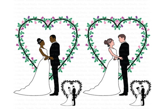 Download Wedding Couples Svg Bride And Groom Svg Files For Silhouette Cameo And Cricut Wedding Heart Romantic Wedding Clipart Png Included By Doodle Cloud Studio Catch My Party