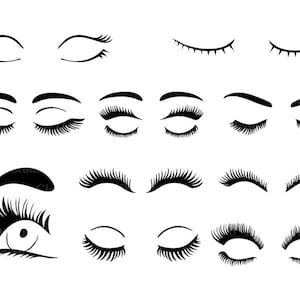 Eyelashes SVG, Eyelashs set svg files for Silhouette Cameo and Cricut. Fashion PNG, Eyelashes clipart PNG transparent included.