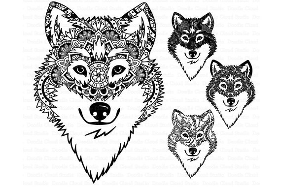 Download Wolf Svg Wolf Head Svg Wolf Mandala Svg Files For Silhouette Cameo And Cricut Zentangle Wolf Vector Wolf Clipart Png Included By Doodle Cloud Studio Catch My Party