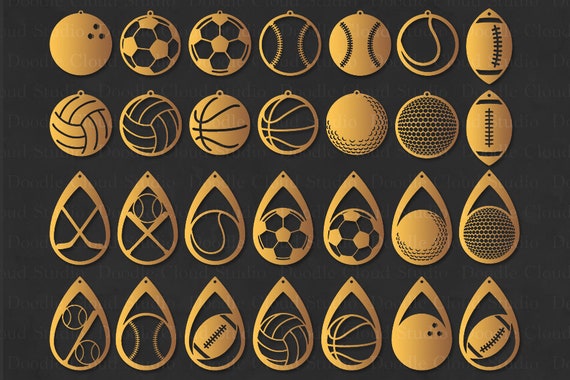 Sport Earrings Svg, Sport Ball Earring SVG Files For Silhouette and Cricut. Baseball Earrings, Golf Earrings, Basketball Earrings. Il_570xn