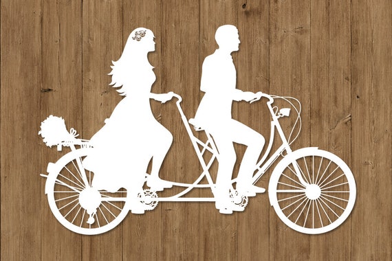 Wedding Tandem Bike Bride And Groom Svg Files For Silhouette Etsy