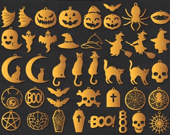 42 Halloween Earrings SVG, Halloween Earrings Template Bundle SVG Files for Silhouette Cameo and Cricut. Pumpkin, Ghost, Cat, Witch, Bat.