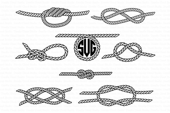 Nautical Knots SVG, Sea Knots files for Silhouette Cameo and  Cricut.Nautical Rope Knots Mongram, Nautical Knots clipart PNG included.