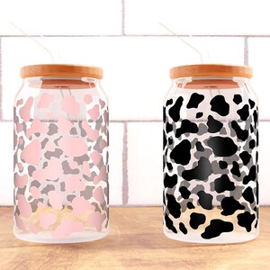 Cow Spots 16oz Glass Can SVG, Cow Stains Can Glass Wrap SVG, Cowhide Glass Can Wrap 16oz, Glass Can Svg Png Dxf, Cow Print, Animal Print Svg