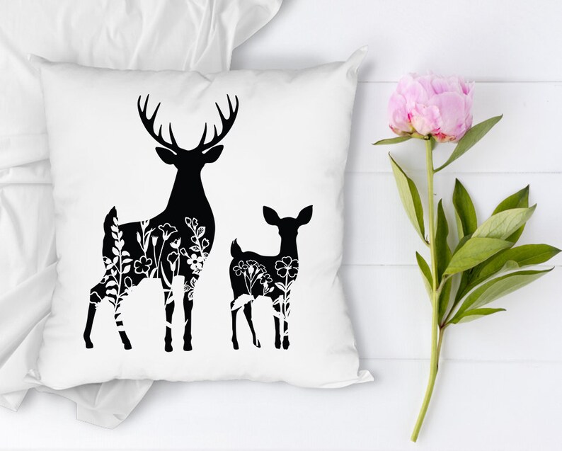 Download Floral Deer SVG Floral Dad and Baby Deer SVG Files for | Etsy