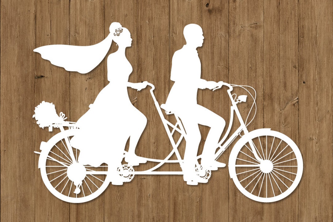 Wedding Tandem Bike Bride and Groom SVG Files for Silhouette Cameo and
