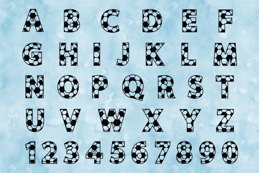 Soccer Alphabet & Numbers SVG Files for Silhouette and Cricut. Soccer ...