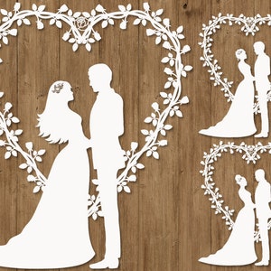 The Real Wedding Heart. Bride and Groom SVG Files for Silhouette Cameo and Cricut. Wedding Couple. Cake Topper, Wedding Clipart PNG included