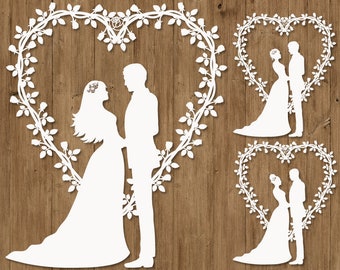 The Real Wedding Heart. Bride and Groom SVG Files for Silhouette Cameo and Cricut. Wedding Couple. Cake Topper, Wedding Clipart PNG included