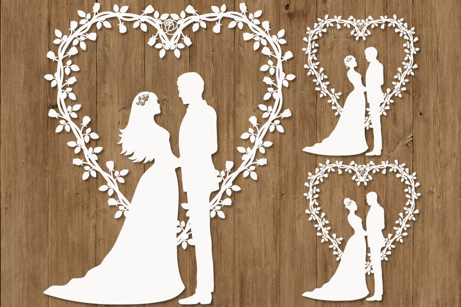Download Wedding Heart Bride And Groom Svg Files For Silhouette Cameo Etsy
