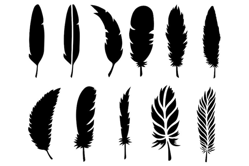 Feather Stencil Feather Bundle Feather Digital Stencil - Etsy