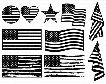 アメリカ国旗 SVG、ディストレスト USA 国旗 SVG、Silhouette Cameo