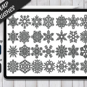 Snowflake Mandala Brushes for Procreate and Photoshop. Procreate Stamps, Procreate Brush, Photoshop Stamps, Photoshop Brush, Winter Mandala.