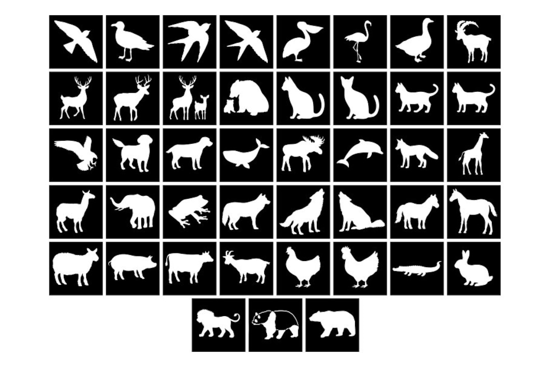 43 Animals Stencil, Animals Bundles Stencil, Zoo Animals Digital Stencil, Digital Stencil