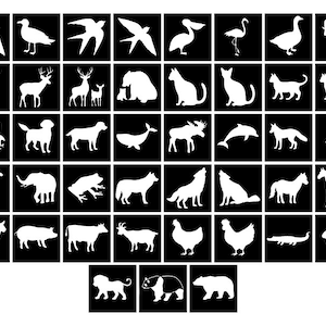 43 Animals Digital Stencil, Animals Bundles Stencil, Zoo Animals Digital Stencil, Digital Stencil Templates. Farm Animals Stencil. Animals.