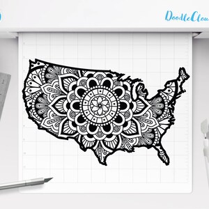Usa Karte Mandala SVG, Vereinigten Staaten Mandala SVG, Usa Mandala SVG-Dateien für Silhouette Cameo und Cricut. America Map, Vereinigte Staaten Clipart.