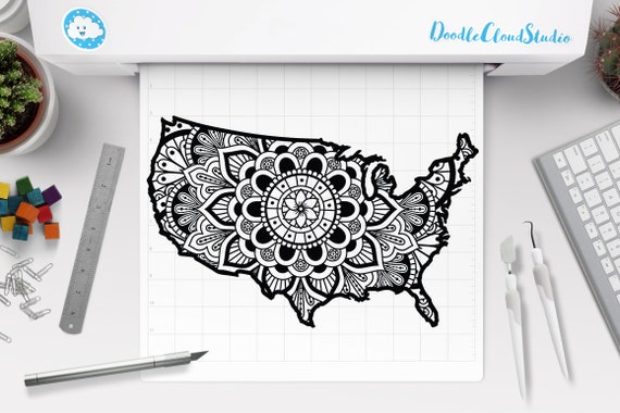 Download Usa Map Mandala Svg United States Mandala Svg Usa Mandala Svg Files For Silhouette Cameo And Cricut America Map United States Clipart By Doodle Cloud Studio Catch My Party